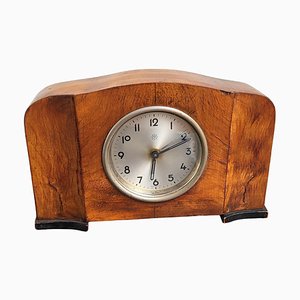 Italian Art Deco Walnut Veneer Mantel or Table Clock from Junghans, 1940