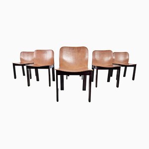 Vintage Leather Dining Chairs, 1960s, Set of 6