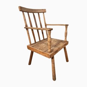 Antique Irish Hedge Stick Back Vernacular Elbow Chair, 1830s