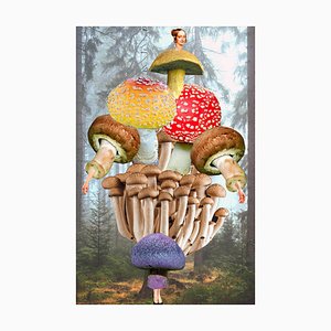 Johanna Goodman, Teller Nr. 59: Abstrakte Collage mit Pilzen, 2020er, Giclée-Druck