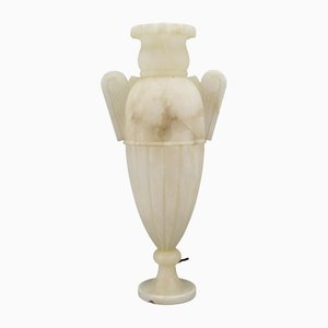 Lámpara de mesa estilo neoclásico en forma de ánfora de alabastro, años 30
