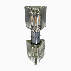 Italian Modern Crystal and Chromed Metal Table Lamp attributed to Fidenza Vetraria, 1970s