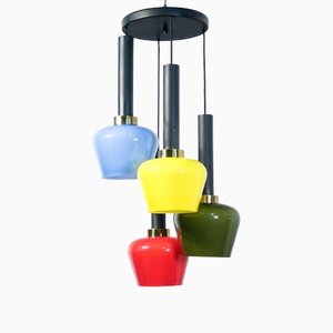 Lámpara de araña italiana colorida, años 70