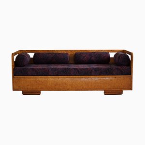 Art Deco Swedish Burl Wood Sculptural Sofa, 1930s