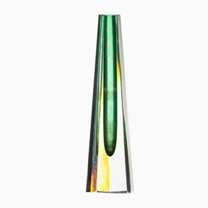 Vase Conique Vert et Jaune par Pavel Hlava, 1960s