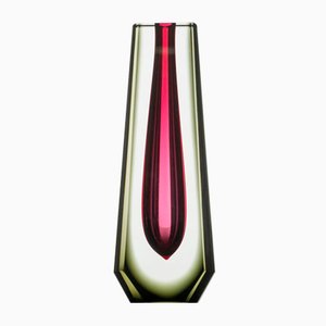 Green and Red Glass Vase by Pavel Hlava, 1970s