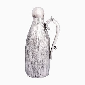 English Art Deco Wine Bottle Holder in Pure Silver, England, 1920s