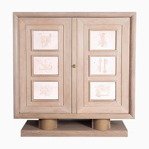 French Art Deco Cupboard in Oak attributed to Guillerme et Chambron, 1940s