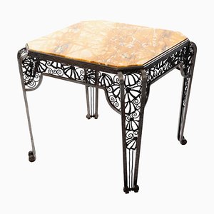 French Art Deco Center Table in Wrought Iron by Malatre et Tonnelier, 1930s