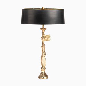 French Gilded Bronze Table Lamp attributed to Pierre Casenove for Fondica, 1985