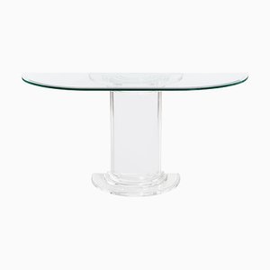 Mid-Century Italian Acrylic Glass Console Table with Crystal Glass Top, 1975