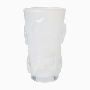 Moderne italienische Opalglas Vase aus Muranoglas mit Applikationen von Pino Signoretto, 1989