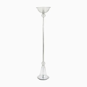 Slim Mid-Century Italian Clear Murano Glass Floor Lamp, 1965
