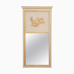 18th Century French Classicist Directoire Trumeau Mirror in White & Gold Paint, 1796