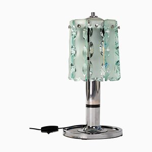Mid-Century Italian Table Lamp with Green Glass Sheets by Zero Quattro for Fontana Arte, 1968