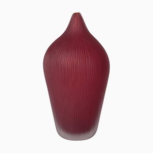 Modern Italian Murano Glass Vase in Deep Red attributed to P. Signoretto, 2005