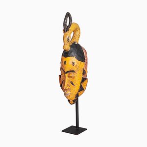 Gabonese Artist, Mask in Yellow-Black with Antelope Head Decoration, 1965, Painted Wood