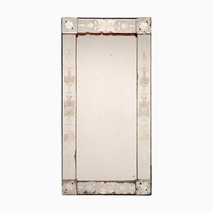Rectangular French Napoleon III Venetian Mirror with Stylized Floral Engraving, 1870s