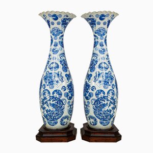 19th Century Japanese Blue and White Porcelain Vases, Set of 2