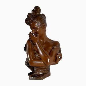 G. Van Der Straeten, Mischievous Young Woman, 1890s, Bronze