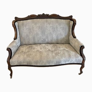 Antique Victorian Carved Mahogany Sofa, 1880s