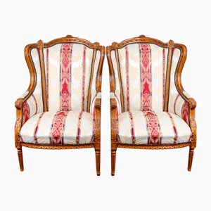 Louis XVI Style Bergere Chairs in Beech, 1970s-1980s, Set of 2