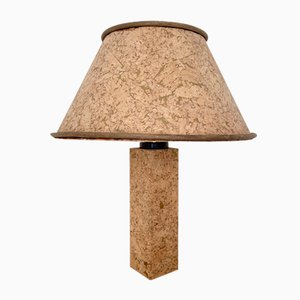Mid-Century Brown Cork Table Lamp with Round Shade style of Ingo Maurer, 1975