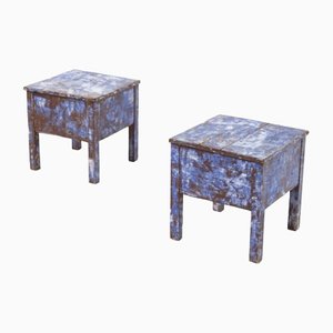 Tabourets Rustiques Bleus, 1890s, Set de 2