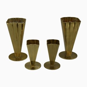 Brass Vases by Gunnar Ander for Ystad Metall, Sweden, 1950s, Set of 4