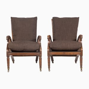 19th Century English Beech Armchairs, Set of 2
