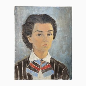 Französischer Künstler, Portrait einer Frau, 1940, Acryl auf Leinwand