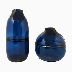 Blaue Vasen aus Murano Glas, Italien, 1960er, 2er Set