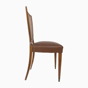 Leather and Vienna Straw Wooden Chairs by Paolo Buffa, 1950s, Set of 6