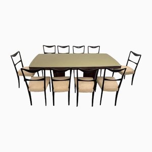 Mid-Century Table & Chairs attributed to Vittorio Dassi for Dassi, 1950s, Set of 11