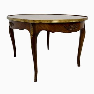 Louis XV Coffee Table in Wood with Intarsia and Bronze Details, France, 1930s