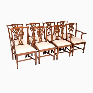 Antique Chippendale Wood Dining Chairs, 1890s, Set of 8