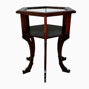 Victorian Walnut & Glass Top Coffee Table