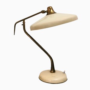 Table Lamp in Brass and Glazed Aluminum by Oscar Torlasco for Lumi Italia, 1950s