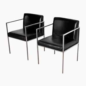 Fauteuils Carrés en Imitation Cuir, 1970, Set de 2