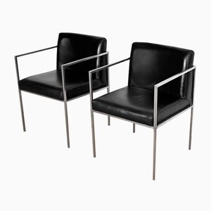 Square Armchairs in Imitation Leather, 1970, Set of 2