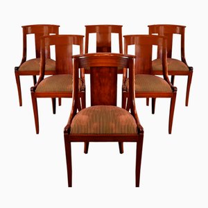 Empire Style Gondola Chairs in Mahogany, Early 20th Century, Set of 6