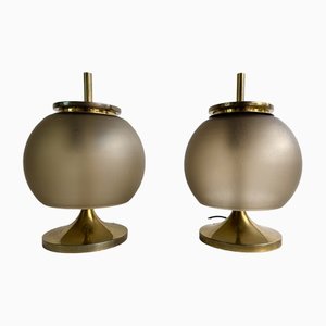 Mid-Century Italian Brass and Murano Glass Lamps from Artemide, 1962, Set of 2