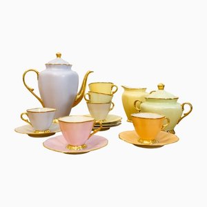 Spanish Pastel-Colored Coffee or Tea Service in Porcelain from Delgis, 1960s, Set of 15