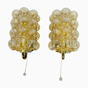 Bubble Glass Wall Lamps attributed to Helena Tynell for Limburg, 1960s, Set of 2