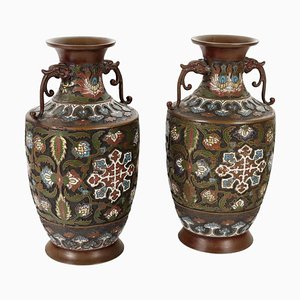 Japanische Meiji Cloisonné Vasen, 2er Set