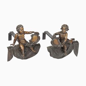 Figurines de Cheminée en Bronze, Set de 2
