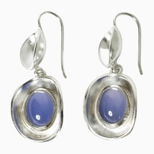 Silver and Chalcedony Earrings by Sigurd Persson, 1950s, Set of 2