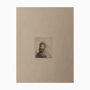 Nach Rembrandt, Büste eines Mannes mit lockigem Haar, Radierung, 19. Jh