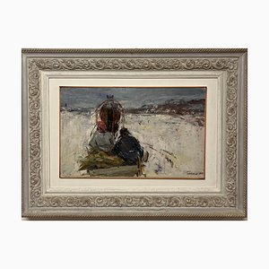 Leonid Vaichilia, Sled in the Snow, Oil Painting, 1974, Framed