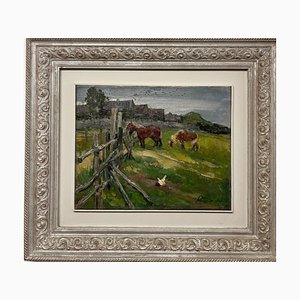 Leonid Vaichilia, Foals, Oil Painting, 1967, Framed